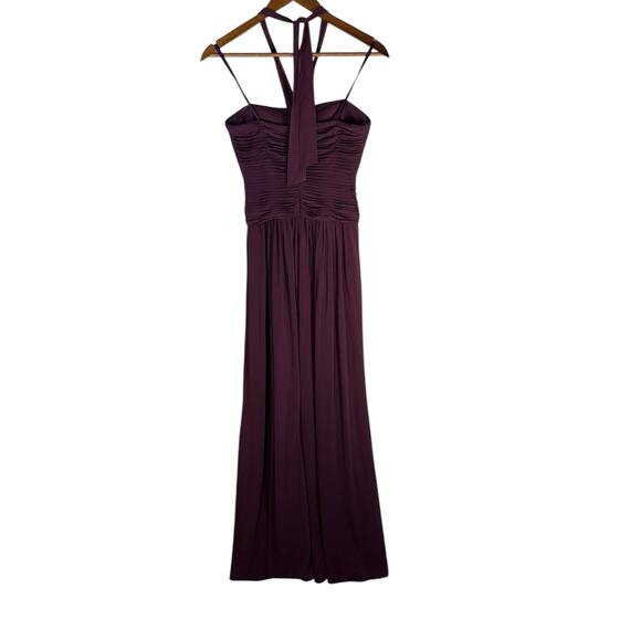 BCBGMAXAZRIA Women’s Size 0 Plum Halter Evening Gown Beaded Formal Dress - Picture 3 of 10